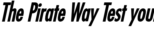 Font : Fuji-Condensed-Bold-Italic 2 Custom Text : The Pirate Way Test your own text here Click to download or to view this font on a tshirt that can be custom printed in Bali